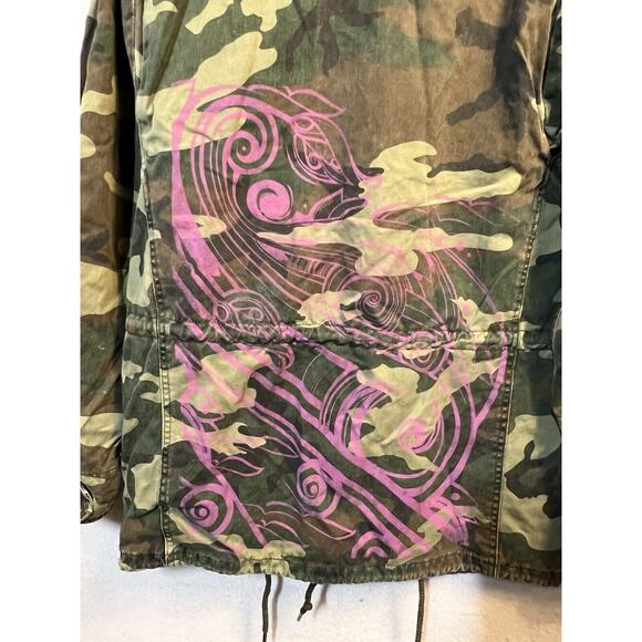 Kweenz Destroy Military Jacket Camouflage Green Size XS - Picture 3 of 11